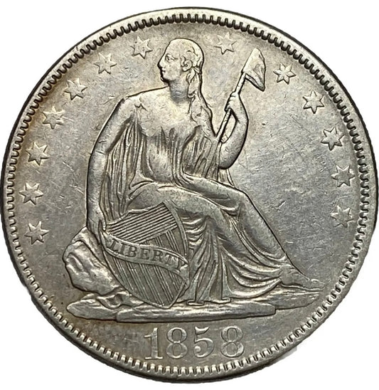 1858-P 50C Seated Liberty Half Dollar